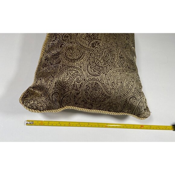Decorative Rectangular Paisley Accent Pillow With Gold Rope Trim - Picture 5 of 7